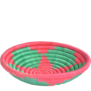 woven African Basket/Wall art -MEDIUM- Green Red