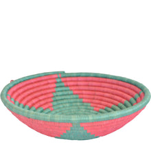 Load image into Gallery viewer, Hand-woven African Fruit/Bread basket Wall art - 30CM - Green star and Red