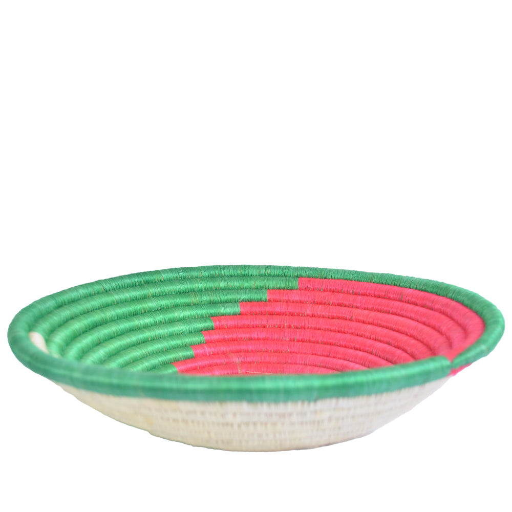 Hand-woven African Basket/Wall art -30CM- Green Pink