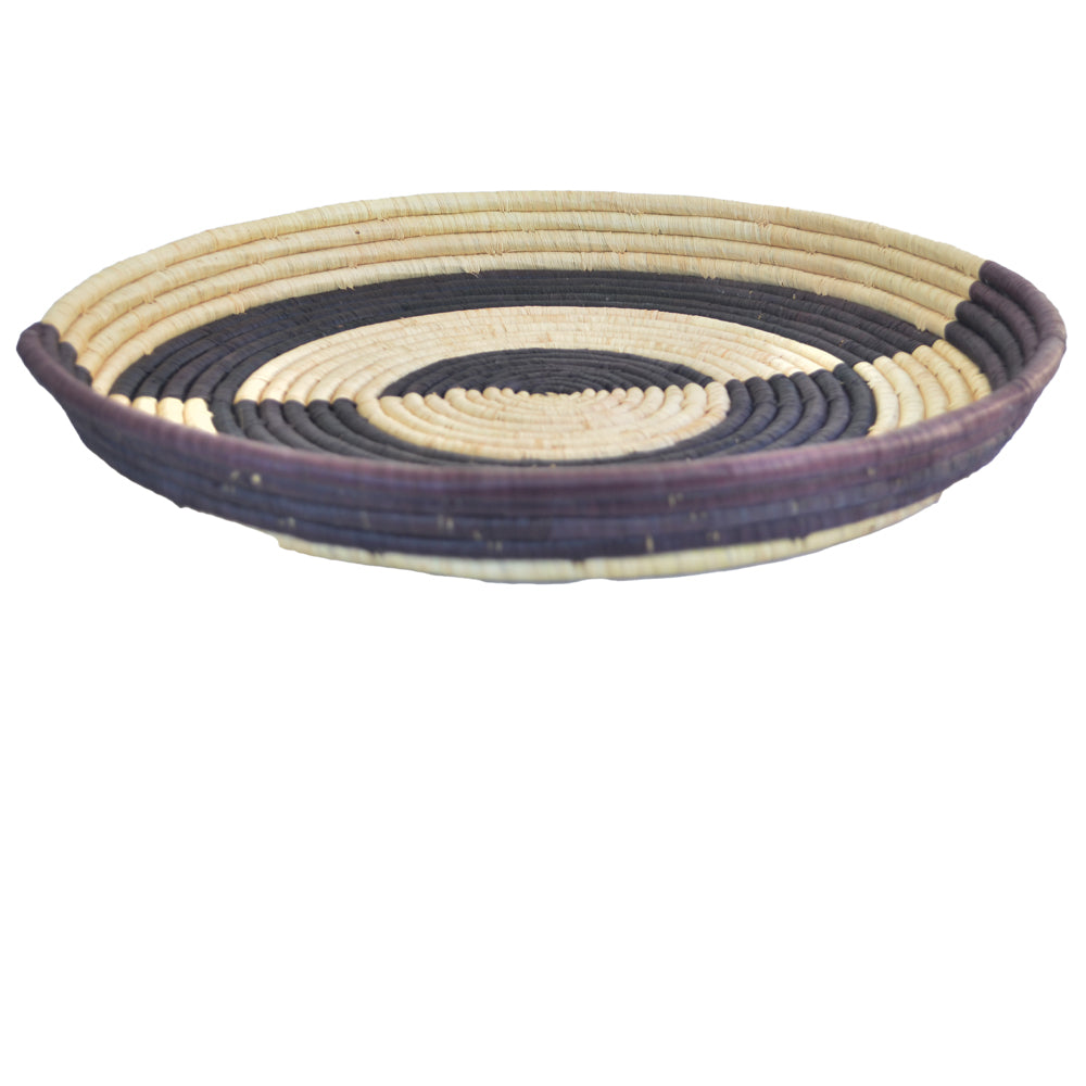 Super Rare Hand-woven African semi Flat Basket/Wall art -42CM- BW Half circle