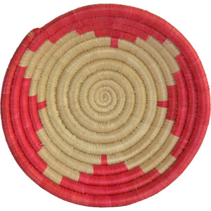Hand-woven African Basket/Wall art -MEDIUM-Pink White