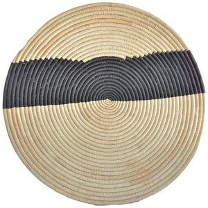 Rare Hand-woven African Flat Basket/Wall art -56CM- Black White
