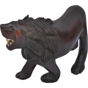 Hand carved Large-Lion statue-Hard Wood-Fairtrade-Kenya