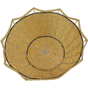 Maasai Bead basket, Large (Light Brown and Black)