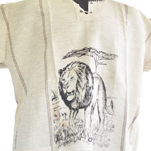Handmade cotton shirt (Lion with light Brown lines)