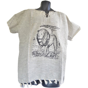 Handmade cotton shirt (Lion with thin lines)