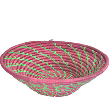 Load image into Gallery viewer, Hand-woven African Basket/Wall art -LARGE- Magenta Green