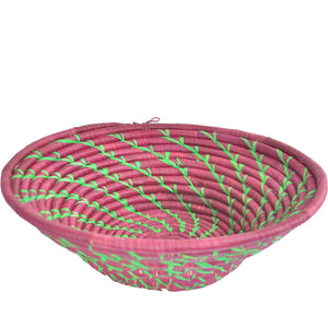 Hand-woven African Basket/Wall art -LARGE- Magenta Green