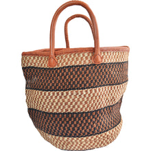 Load image into Gallery viewer, African large Market bag-Beach bag-woven bag, tote bag (Black, Natural and Brown speckled)