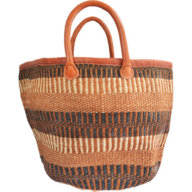 African large Market bag-Beach bag-woven bag, tote bag (Black, Natural and Brown speckled)