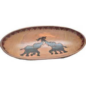 Medium Rosewood oval bowl (Elephant couple)