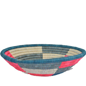 Hand-woven African Basket/Wall art -LARGE-Blue White Red
