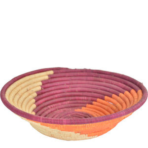 Hand-woven African Fruit/Bread basket Wall art - 30CM - Natural Maroon and Orange