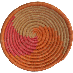 Hand-woven African Basket/Wall art -MEDIUM-Orange Pink Brown