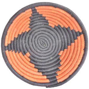woven African Basket/Wall art -MEDIUM- Orange Grey