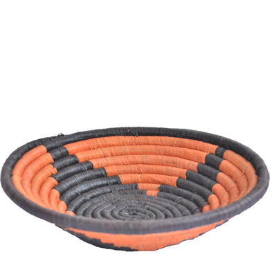 woven African Basket/Wall art -MEDIUM- Orange Grey