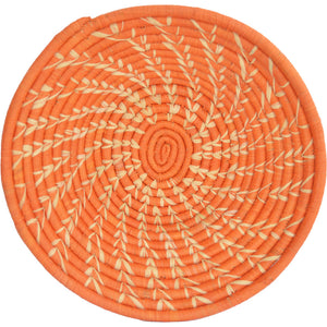 Hand-woven African Basket/Wall art-LARGE-Orange with Natural lines