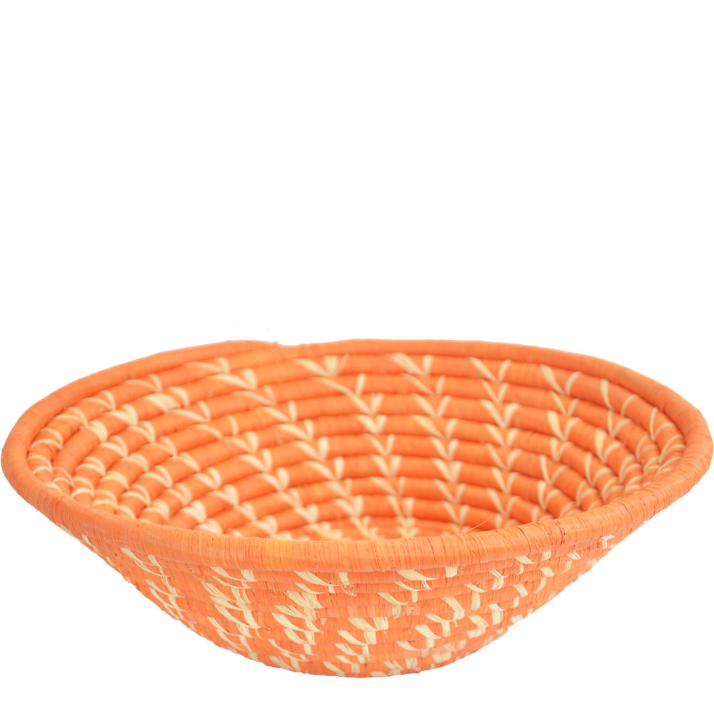 Hand-woven African Basket/Wall art-LARGE-Orange with Natural lines