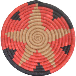Hand-woven African Basket/Wall art -MEDIUM-Pink Black