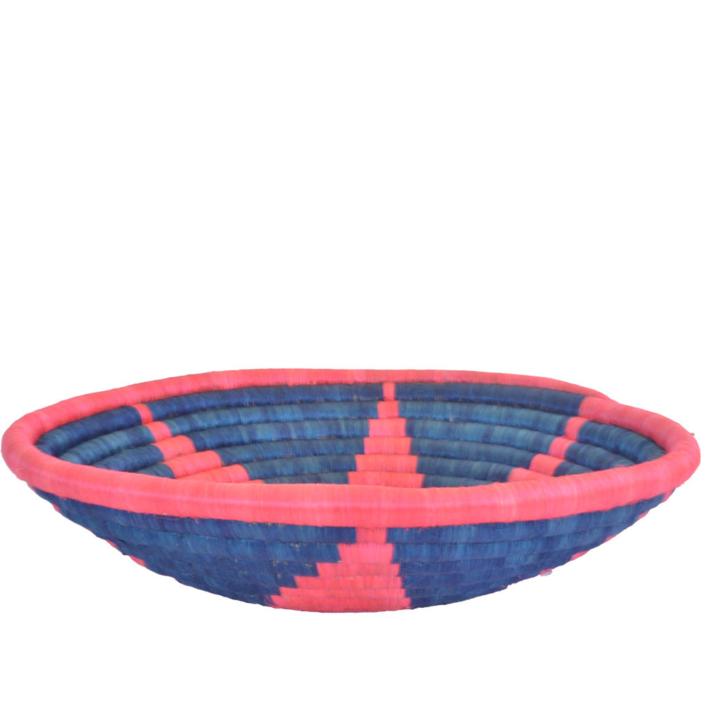 Hand-woven African Basket/Wall art -LARGE-Red Blue