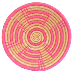 Hand-woven African Basket/Wall art -30CM- Pink Brown