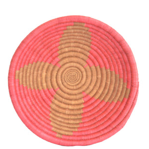 woven African Basket/Wall art -MEDIUM- Pink Brown