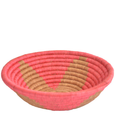 woven African Basket/Wall art -MEDIUM- Pink Brown