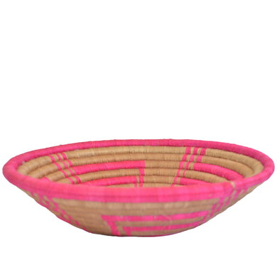 Hand-woven African Basket/Wall art -30CM- Pink Brown