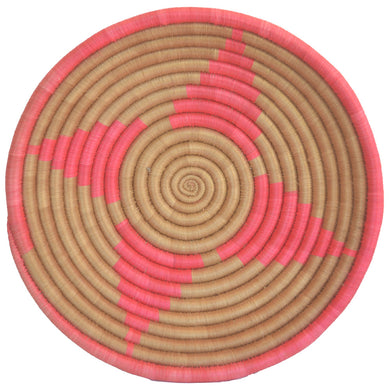 Hand-woven African Basket/Wall art -30CM- PinkBrown