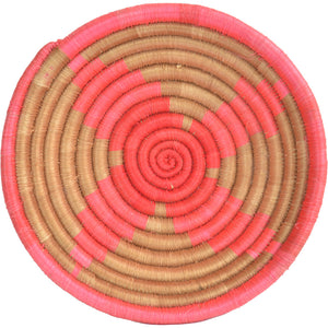 Hand-woven Fairtrade Basket/Wall art-MEDIUM-Pink star Gold