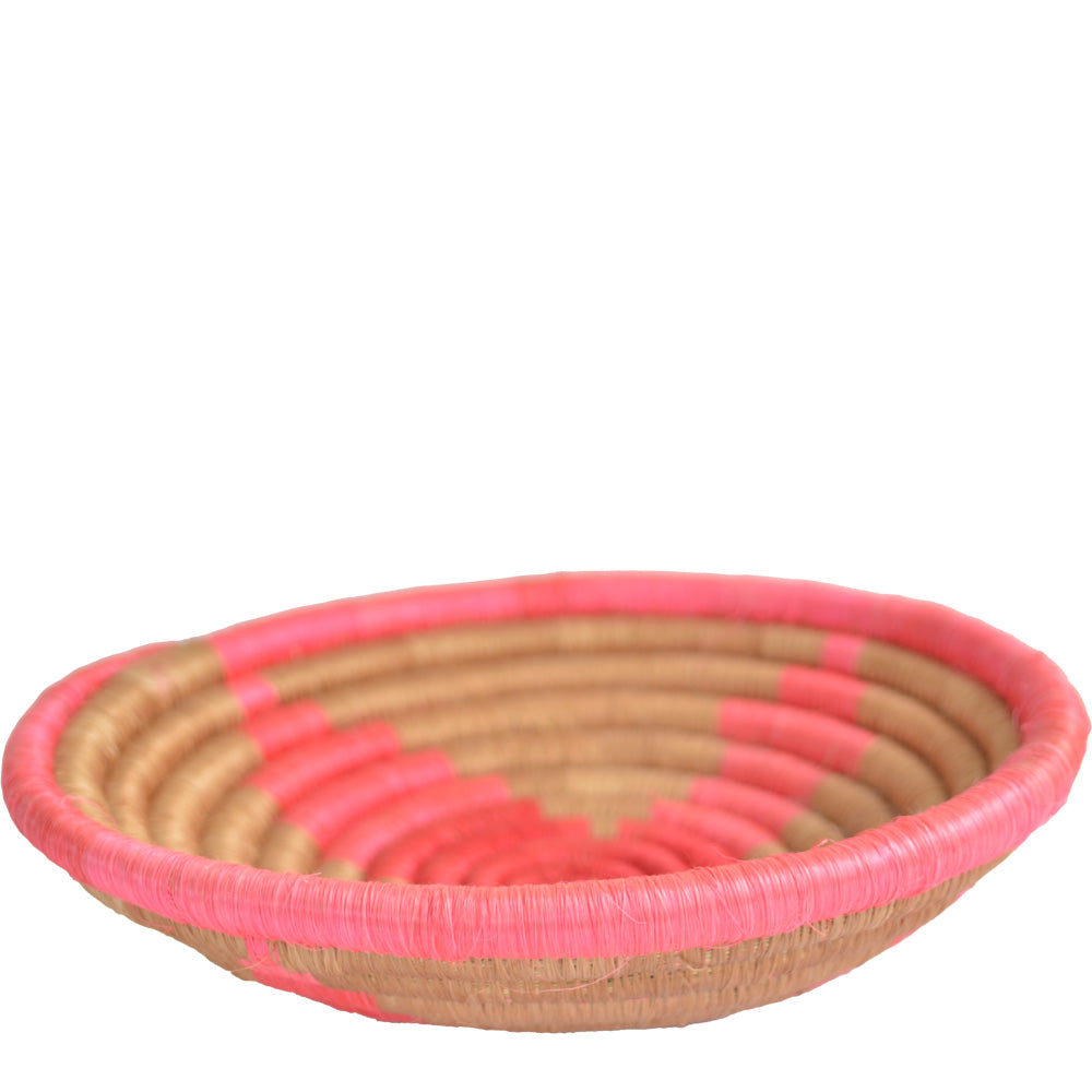 Hand-woven Fairtrade Basket/Wall art-MEDIUM-Pink star Gold