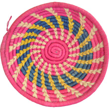 Load image into Gallery viewer, Hand-woven Fairtrade Basket/Wall art-MEDIUM-Pink Yellow Blue Natural