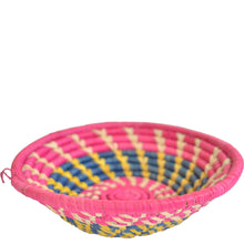 Load image into Gallery viewer, Hand-woven Fairtrade Basket/Wall art-MEDIUM-Pink Yellow Blue Natural