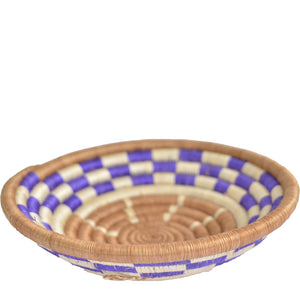 Hand-woven Fairtrade Basket/Wall art-MEDIUM-Purple Gold White