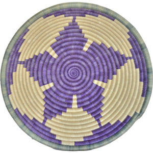 Hand-woven African Fruit/Bread basket Wall art - 33CM - Purple and Natural