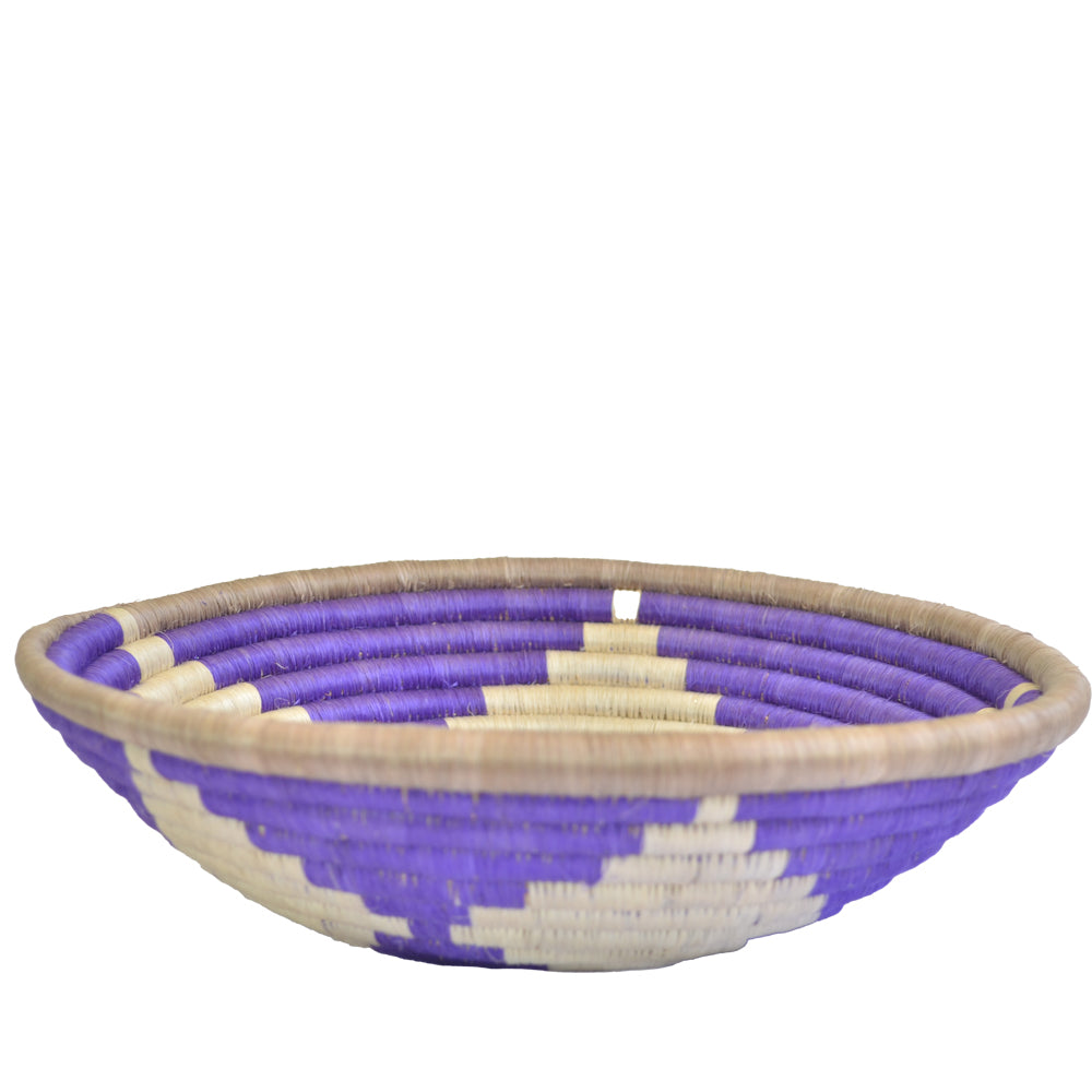 Hand-woven African Basket/Wall art -30CM- Purple Blue