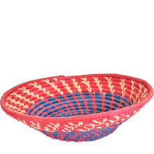 Load image into Gallery viewer, Hand-woven African Fruit/Bread basket Wall art - 33CM - Red and Blue with Natural and Blue line