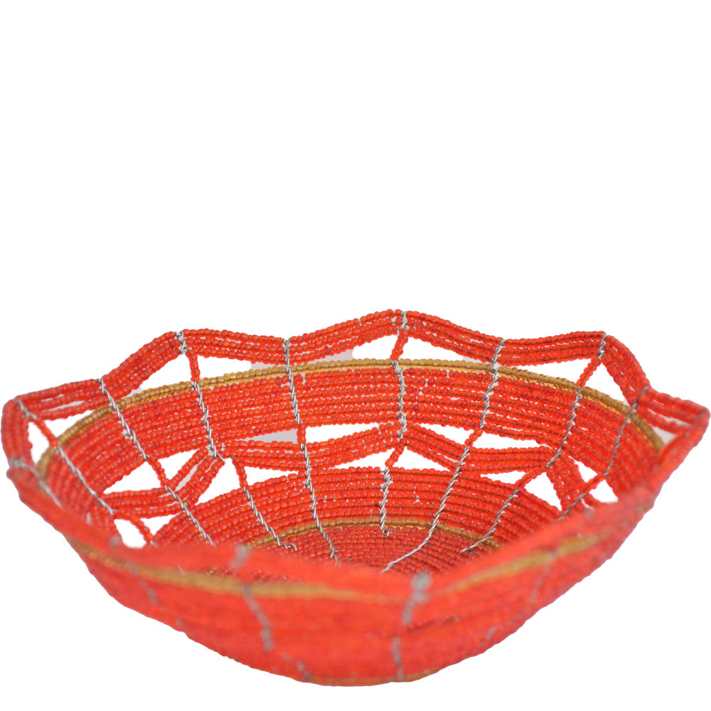 Maasai Bead basket, Medium (Red and Gold)
