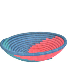 Load image into Gallery viewer, Hand-woven African Fruit/Bread basket Wall art - 30CM - Red Aqua and Blue