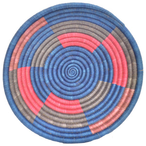 Hand-woven Fairtrade Basket/Wall art-LARGE-Red Blue Brown