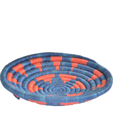 Hand-woven African Basket/Wall art -MEDIUM- Red Blue