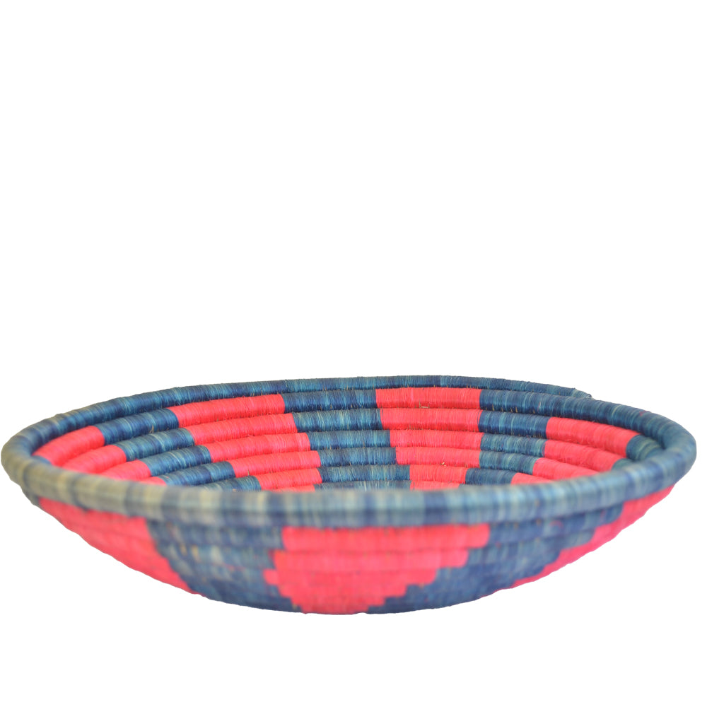 Hand-woven African Basket/Wall art -30CM- Red Blue