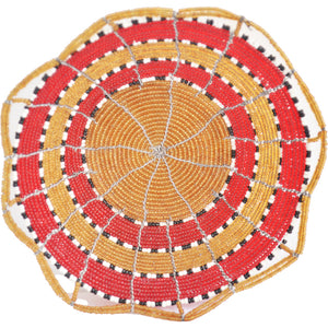 Maasai Bead basket, Medium (Red, Gold Black and White)