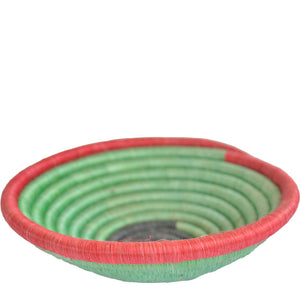 Hand-woven Fairtrade Basket/Wall art-MEDIUM-Red Green Black