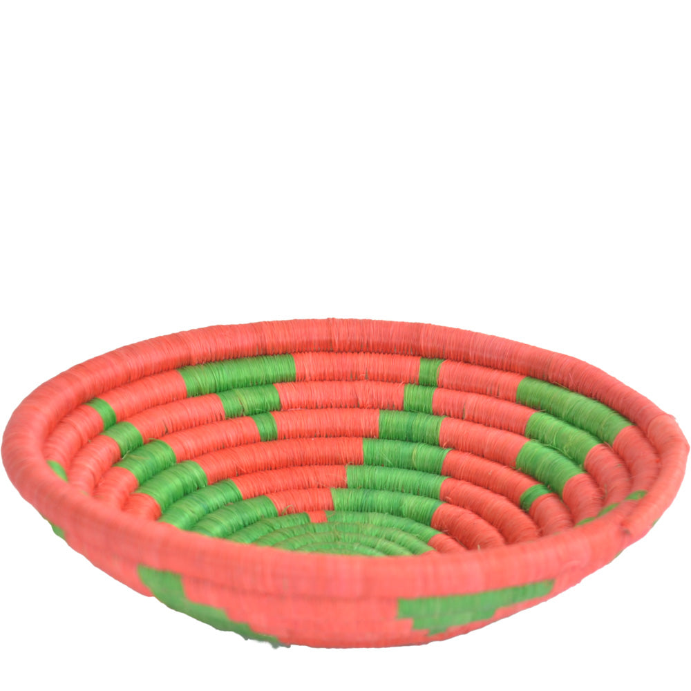 Hand-woven African Basket/Wall art -MEDIUM- Red Green