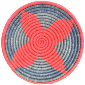 Hand-woven Fairtrade Basket/Wall art-LARGE-Red star Blue