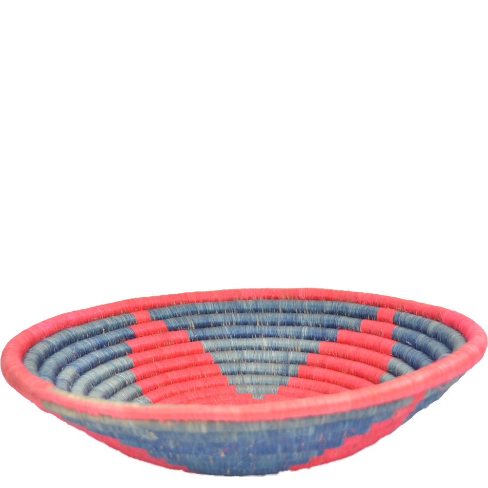 Hand-woven Fairtrade Basket/Wall art-LARGE-Red star Blue