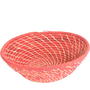 Hand-woven African Basket/Wall art -LARGE- Red White