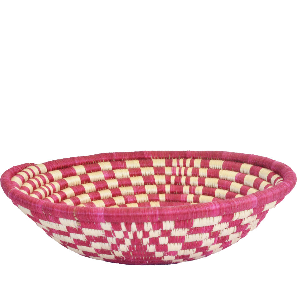 Hand-woven African Basket/Wall art -LARGE-Red White