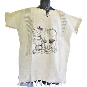 Handmade cotton shirt (Rhino with Grey lines, light colour)